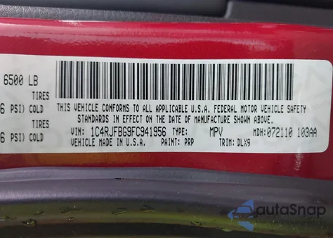 2015 Jeep Grand Cherokee Limited z USA, uszkodzony, nr VIN 1C4RJFBG9FC941956